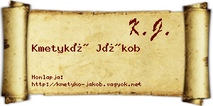 Kmetykó Jákob névjegykártya
